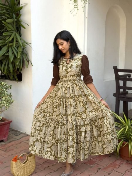 Flawless Soft Cotton Long Dress wiht short sleeves for Women Western Ladies Top Wholesale