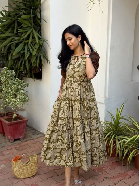Flawless Soft Cotton Long Dress wiht short sleeves for Women Western Ladies Top Wholesale