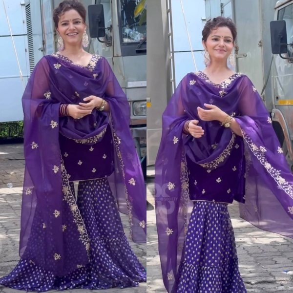 Flawless Velvet Heavy Sequence Work  Short Top Suit with Flared Georgette Sharara   Lace Dupatta     Perfect for Party Wear Ready To Wear Collection