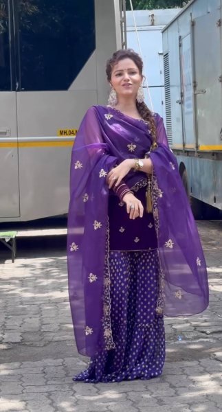 Flawless Velvet Heavy Sequence Work  Short Top Suit with Flared Georgette Sharara   Lace Dupatta     Perfect for Party Wear Ready To Wear Collection