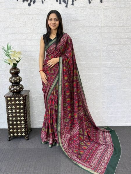 Flawless Wine Smart Casual Saree for Women with Soft Fabric Feel Printed Cotton Sarees Wholesale