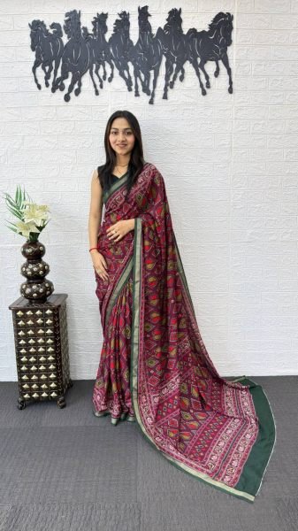 Flawless Wine Smart Casual Saree for Women with Soft Fabric Feel Printed Cotton Sarees Wholesale