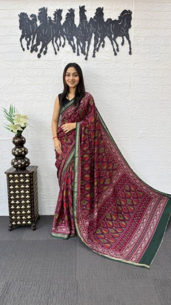 Flawless Wine Smart Casual Saree for Women with Soft Fabric Feel Printed Cotton Sarees Wholesale