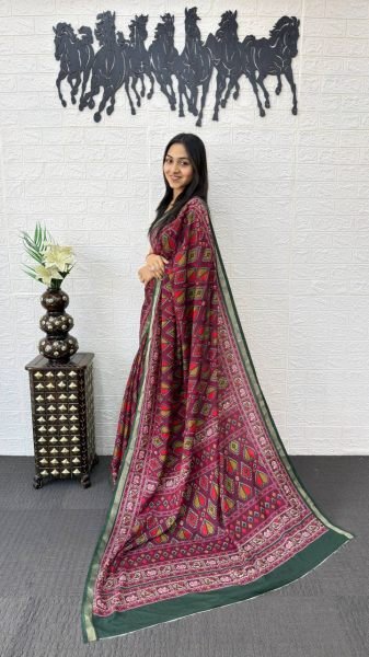 Flawless Wine Smart Casual Saree for Women with Soft Fabric Feel Printed Cotton Sarees Wholesale
