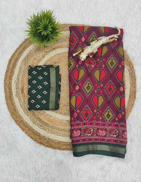 Flawless Wine Smart Casual Saree for Women with Soft Fabric Feel Printed Cotton Sarees Wholesale