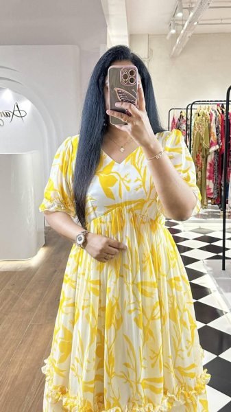  Floral Georgette Maxi Dress-  Fox Georgette with Lining for a Flowy Look Printed Kurtis