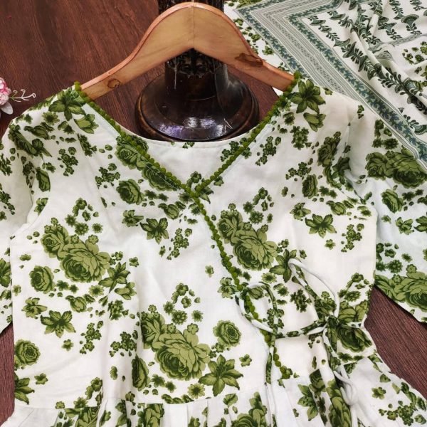Floral Pom Pom Anarkali Kurti Set  3 Piece Kurti Set