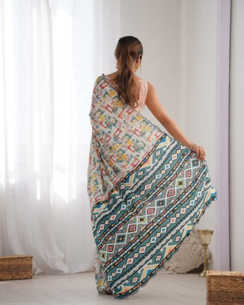New Arrival Chinon Saree with Mirror Lace Party Wear for Online Sellers  Designer Wedding Sarees Wholesale