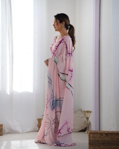 Floral Print Bollywood Crepe Saree & New Pattern Heavy Chinon Digital Print Saree Best Price  Designer Wedding Sarees Wholesale