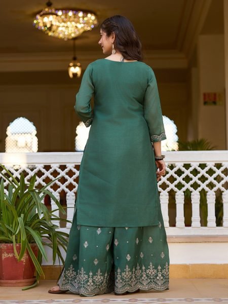 Floral Spark Heavy Chinon Palazzo Set with Embroidery  &  Sequin Detailing Ready To Wear Collection