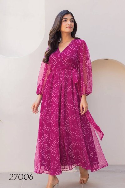 Flowy Georgette Tunic Gown with Digital Print Holiday Special Look Georgette Kurti 