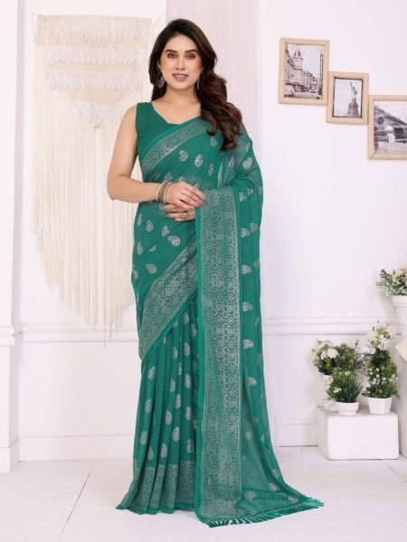 Foil Enhanced Plain Saree in Flowing Georgette Style for Modern Celebrations Georgette Sarees Wholesale