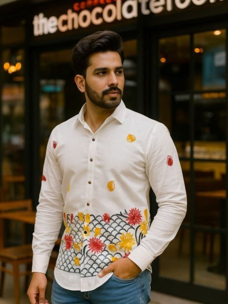 White Satin Cotton Designer Shirt for Men Smartwear for Resellers  Mens Wear