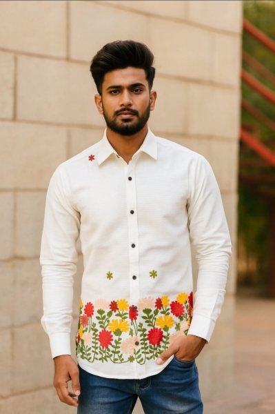 Premium White Cotton Satin Shirt for Men Full Sleeve Urban Look for Export Mens Shirt