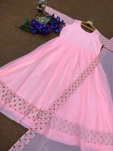 Fox Georgette With Attractive Embroidery Anarkali Kurti With Dupatta Kurti With Dupatta Wholesale