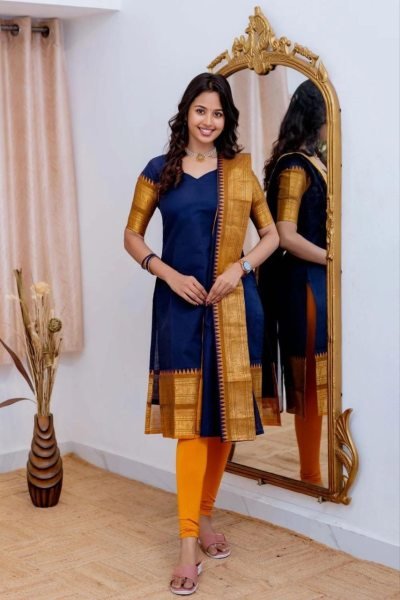 Fresh and Soft Soft Kanchi Cotton V Neck Kurti with 2 5 Mtr Dupatta for Daily   Office Wear  Straight Cut Long Kurtis