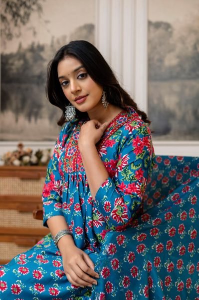 Fresh Cotton Embroidered Kurti Set with Printed Dupatta for Ready to Wear at Wholesale Rate Cotton Kurtis Wholesale