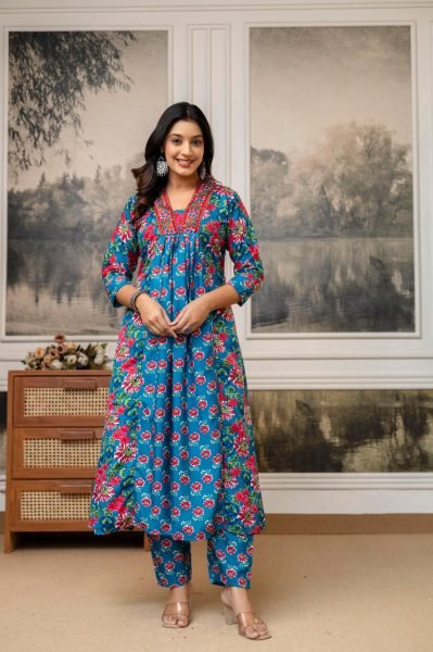 Fresh Cotton Embroidered Kurti Set with Printed Dupatta for Ready to Wear at Wholesale Rate Cotton Kurtis Wholesale