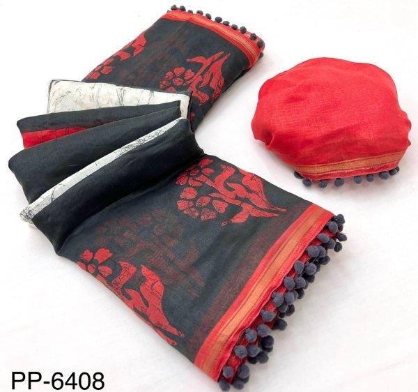 Fresh Drop Pure Cotton Saree with Eye-Catching Pom-Pom Detailing Budget Friendly Cotton Sarees Wholesale