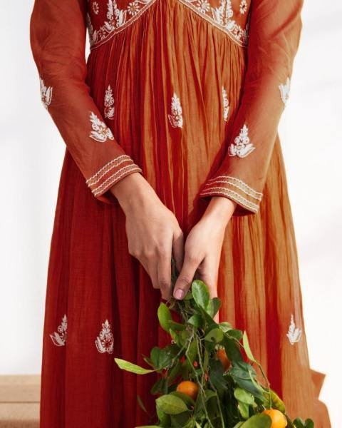 Fresh Orange Vichitra Silk Embroidered Salwar Suit with Matching Dupatta For Woman 3 Piece Kurti Set