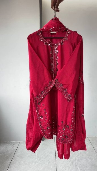 Fresh Pink Chinon Silk Embroidered Farshi Suit Set with Sequence Dupatta Ready To Wear Collection