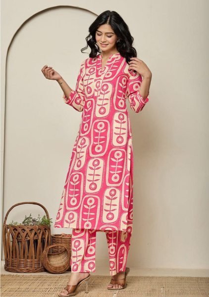 Fresh Pink  long lasting digital print Poly Rayon Kurti Pant Set at Manufacturer Rate Kurti With Bottom Wholesale