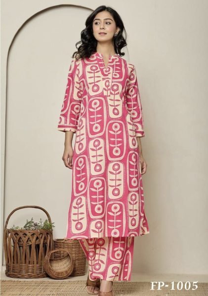 Fresh Pink  long lasting digital print Poly Rayon Kurti Pant Set at Manufacturer Rate Kurti With Bottom Wholesale