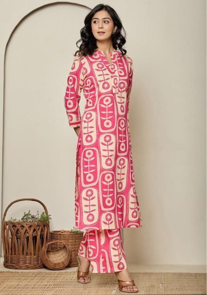 Fresh Pink  long lasting digital print Poly Rayon Kurti Pant Set at Manufacturer Rate Kurti With Bottom Wholesale