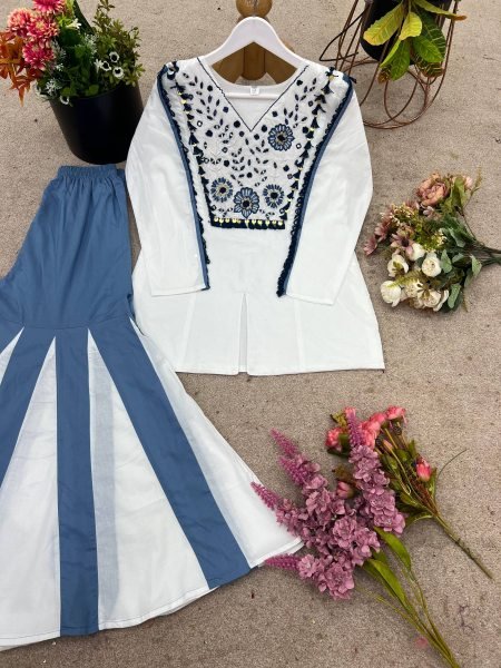 Fresh  Roman Silk Embroidered Co ord Set with Hand Work   Full Flair Palazzo for Party Wear CO ORD Sets