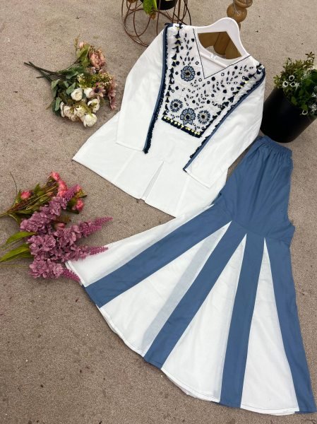 Fresh  Roman Silk Embroidered Co ord Set with Hand Work   Full Flair Palazzo for Party Wear CO ORD Sets