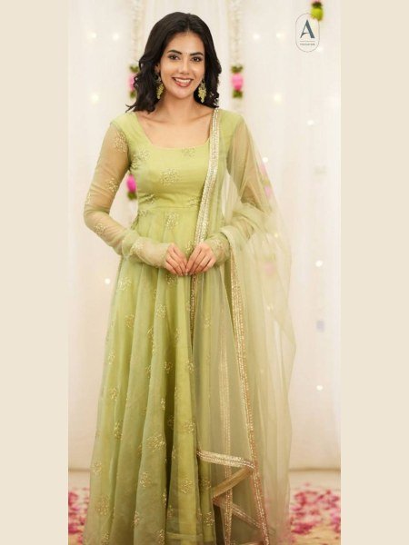 Fresh Tabby Organza Anarkali with Heavy Flair and Butterfly Net Dupatta for Bulk Buyers Kurtis