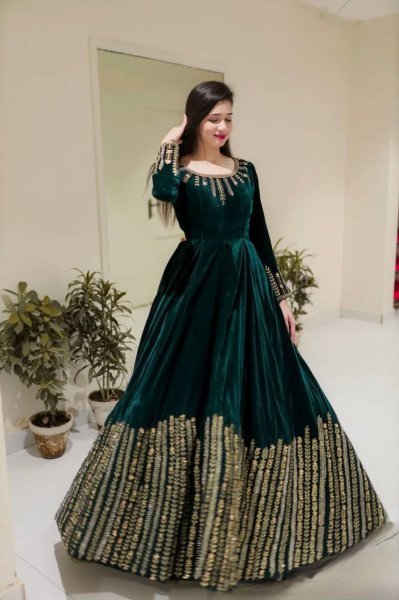 Fresh Viscos Velvet Thread and Sequin Anarkali Set with Pant at Wholesale Rate for Bulk Buyers Anarkali Kurtis 