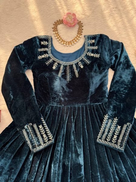 Fresh Viscos Velvet Thread and Sequin Anarkali Set with Pant at Wholesale Rate for Bulk Buyers Anarkali Kurtis 