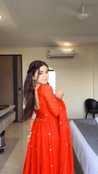 Freshy Orange Georgette Embroidery Anarkali Suit Set with Dupatta Ready to Wear for Celebrations Ready To Wear Collection