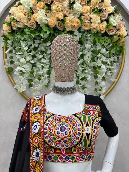 FULL BLACK DESIGNER EMBROIDERY NAVRATRI CHANIYA CHOLI Navratri Lehnega Choli