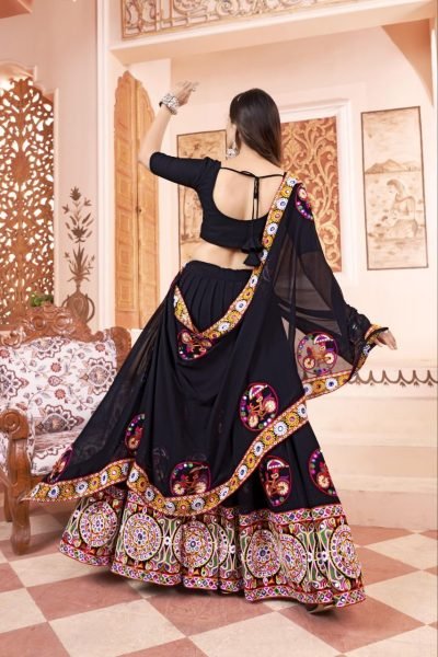 FULL BLACK DESIGNER EMBROIDERY NAVRATRI CHANIYA CHOLI Navratri Lehnega Choli