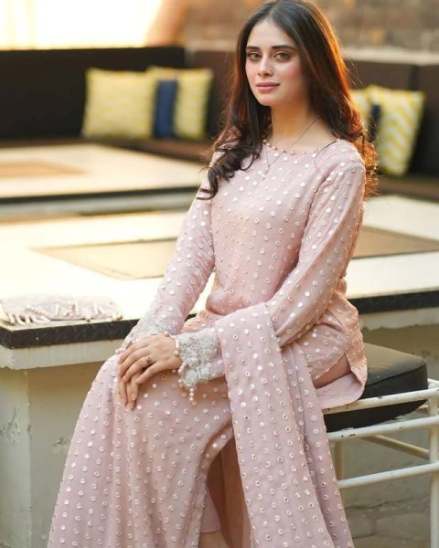 Full Length Fox Georgette Kurti Set Designer Handwork &  Scalloped Sleeves Partywear Straight Cut at Affordable Price  Straight Cut Long Kurtis