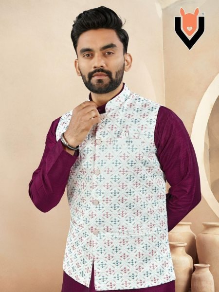 Full Set Mens Kurta Pajama with Heavy Silk Koti Ready-to-Wear Ethnic Outfit from New Collection at Affordable Price  Kurta Pajama Wholesale