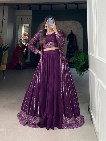 Fully Stitched Crush Georgette Lehenga Choli With Shrug Designer Lehenga Choli