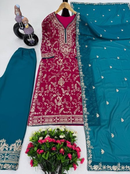 Fully Stitched Georgette Palazzo Suit with Sequins & Embroidery Perfect for Party Looks Ready To Wear Collection
