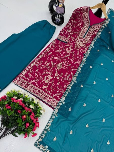 Fully Stitched Georgette Palazzo Suit with Sequins & Embroidery Perfect for Party Looks Ready To Wear Collection