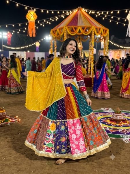 Fully Stitched Multicolor Fox Georgette Navratri Chaniya Choli with Mirror Work at Wholesale Rate  Lehenga