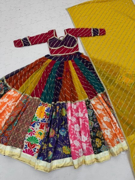 Fully Stitched Multicolor Fox Georgette Navratri Chaniya Choli with Mirror Work at Wholesale Rate Navratri Lehnega Choli