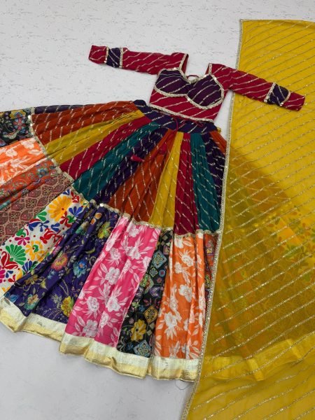 Fully Stitched Multicolor Fox Georgette Navratri Chaniya Choli with Mirror Work at Wholesale Rate Navratri Lehnega Choli