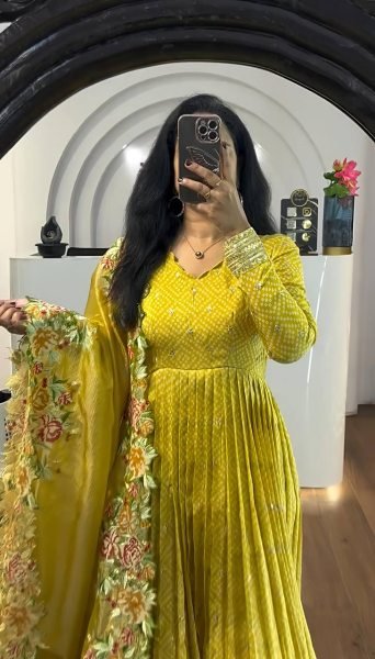 Fully Stitched Party Gowns Exclusive Fox Georgette Collection with Embroidery Online Wholesale Garment Supplier in Surat Anarkali Kurtis 