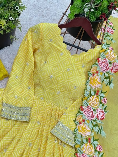 Fully Stitched Party Gowns Exclusive Fox Georgette Collection with Embroidery Online Wholesale Garment Supplier in Surat Anarkali Kurtis 