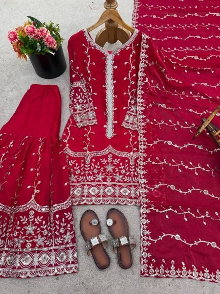 Fully Sttiched Pink Color Plazzo Suit In Wholesale Rate  Ready To Wear Collection