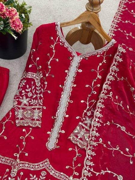 Fully Sttiched Pink Color Plazzo Suit In Wholesale Rate  Ready To Wear Collection