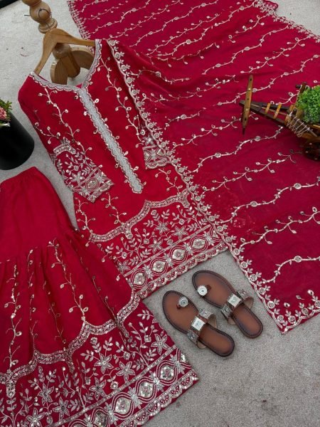 Fully Sttiched Pink Color Plazzo Suit In Wholesale Rate  Ready To Wear Collection