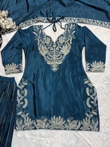 Function Wear Chinnon Silk Sharara Suit Embroidery, Sequins & Full-Flair Design in best price  Ready To Wear Collection